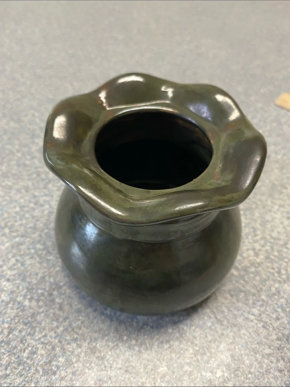 Hand Crafted Olive Green Ceramic Accent Vase